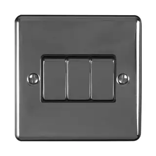 EN3SWBNB - Eurolite 3 Gang 10Amp 2Way Switch Black Nickel with Black Trim &lpar;Enhance Range&rpar;