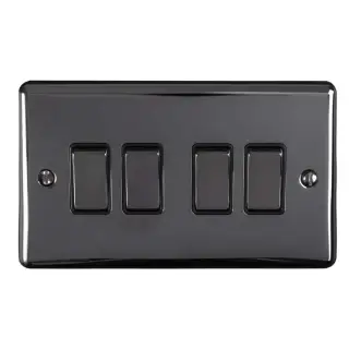EN4SWBNB - Eurolite 4 Gang 10Amp 2Way Switch Black Nickel with Black Trim &lpar;Enhance Range&rpar;