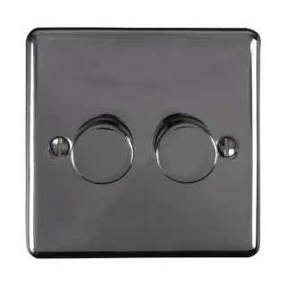 EN2DLEDBN - Eurolite 2 Gang 400W&sol;LED 2Way Dimmer Switch Black Nickel &lpar;Enhance Range&rpar;