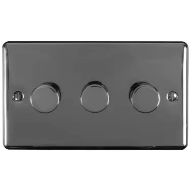 Click Here To Enlarge This Photo Of EN3DLEDBN - Eurolite 3 Gang 400W&sol;LED 2Way Dimmer Switch Black Nickel &lpar;Enhance Range&rpar;