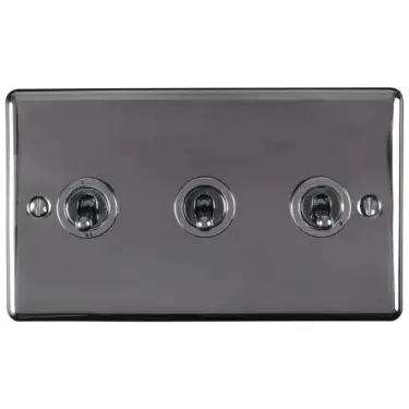 Click Here To Enlarge This Photo Of ENT3SWBN - Eurolite 3 Gang 10Amp 2Way Toggle Switch Black Nickel &lpar;Enhance Range&rpar;