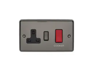 EN45ASWASBNB - Eurolite 45Amp DP Cooker Switch with 13Amp Socket Black Nickel with Black Trim &lpar;Enhance Range&rpar;