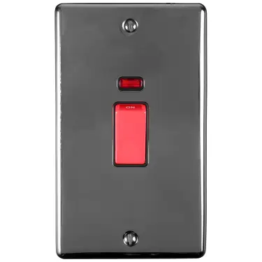 Click Here To Enlarge This Photo Of EN45ASWNBNB - Eurolite 45Amp DP Cooker Switch with Neon Indicator &lpar;Vertical&rpar; Black Nickel with Black Trim &lpar;Enhance Range&rpar;