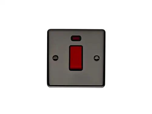 Click Here To Enlarge This Photo Of EN45ASWNSBNB - Eurolite 1 Gang 45Amp DP Switch with Neon Indicator Black Nickel with Black Trim &lpar;Enhance Range&rpar;