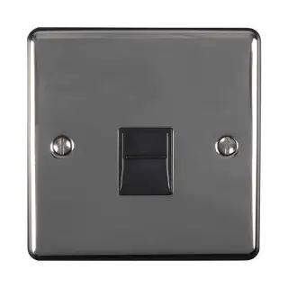 EN1SLBNB - Eurolite 1 Gang Slave Telephone Socket Black Nickel with Black Trim &lpar;Enhance Range&rpar;