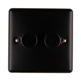 EN2DLEDMBB - Eurolite 2 Gang 400W&sol;LED 2Way Dimmer Switch Matt Black &lpar;Enhance Range&rpar;
