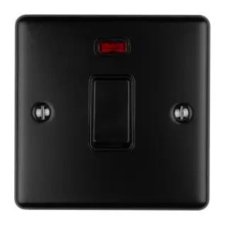 EN20ASWNMBB - Eurolite 1 Gang 20Amp DP Switch with Neon Indicator Matt Black with Black Trim &lpar;Enhance Range&rpar;