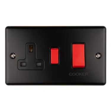 Click Here To Enlarge This Photo Of EN45ASWASMBB - Eurolite 45Amp DP Cooker Switch with 13Amp Socket Matt Black with Black Trim &lpar;Enhance Range&rpar;
