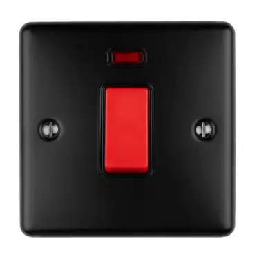 Click Here To Enlarge This Photo Of EN45ASWNSMBB - Eurolite 1 Gang 45Amp DP Switch with Neon Indicator Matt Black with Black Trim &lpar;Enhance Range&rpar;