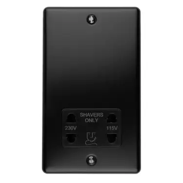 Click Here To Enlarge This Photo Of ENSHSMBB - Eurolite 2 Gang Shaver Socket 230&sol;115V Matt Black with Black Trim &lpar;Enhance Range&rpar;