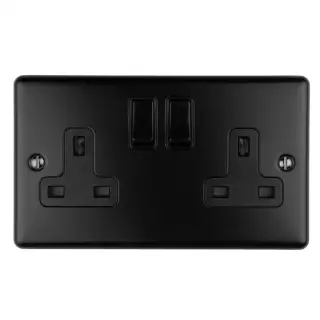 EN2SOMBB - Eurolite 2 Gang 13Amp DP Switched Socket Matt Black with Black Trim &lpar;Enhance Range&rpar;