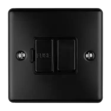 Click Here To Enlarge This Photo Of ENSWFMBB - Eurolite 13Amp DP Switched Fuse Spur Matt Black with Black Trim &lpar;Enhance Range&rpar;