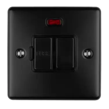 Click Here To Enlarge This Photo Of ENSWFNMBB - Eurolite 13Amp DP Switched Fuse Spur with Neon Indicator Matt Black with Black Trim &lpar;Enhance Range&rpar;