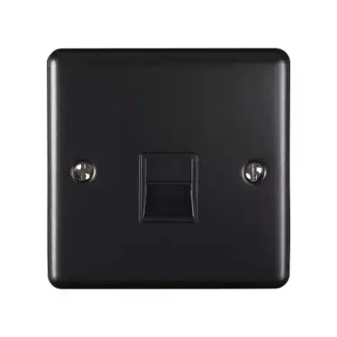 Click Here To Enlarge This Photo Of EN1SLMBB - Eurolite 1 Gang Slave Telephone Socket Matt Black with Black Trim &lpar;Enhance Range&rpar;