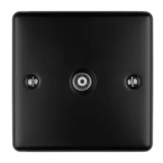 EN1TVMBB - Eurolite 1 Gang TV Coaxial Socket Matt Black with Black Trim &lpar;Enhance Range&rpar;