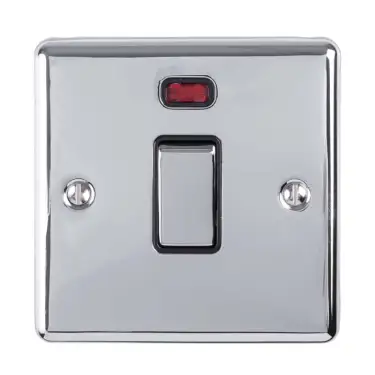 Click Here To Enlarge This Photo Of EN20ASWNPCB - Eurolite 1 Gang 20Amp DP Switch with Neon Indicator Polished Chrome with Black Trim &lpar;Enhance Range&rpar;