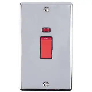 EN45ASWNPCB - Eurolite 45Amp DP Cooker Switch with Neon Indicator &lpar;Vertical&rpar; Polished Chrome with Black Trim &lpar;Enhance Range&rpar;