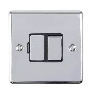 Click Here To Enlarge This Photo Of ENSWFPCB - Eurolite 13Amp DP Switched Fuse Spur Polished Chrome with Black Trim &lpar;Enhance Range&rpar;