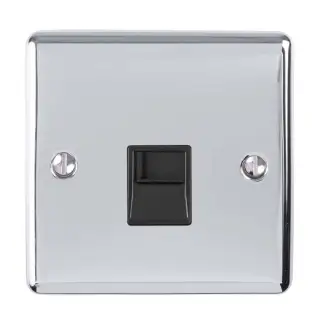 EN1MPCB - Eurolite 1 Gang Master Telephone Socket Polished Chrome with Black Trim &lpar;Enhance Range&rpar;
