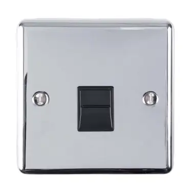 Click Here To Enlarge This Photo Of EN1SLPCB - Eurolite 1 Gang Slave Telephone Socket Polished Chrome with Black Trim &lpar;Enhance Range&rpar;