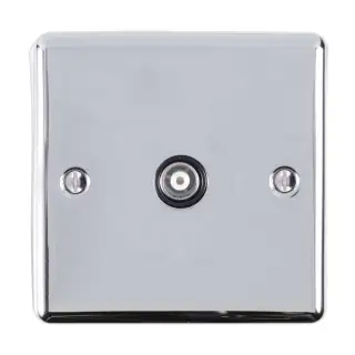 EN1TVPCB - Eurolite 1 Gang TV Coaxial Socket Polished Chrome with Black Trim &lpar;Enhance Range&rpar;