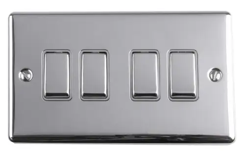 Click Here To Enlarge This Photo Of EN4SWPCG - Eurolite 4 Gang 10Amp 2Way Switch Polished Chrome with Grey Trim &lpar;Enhance Range&rpar;