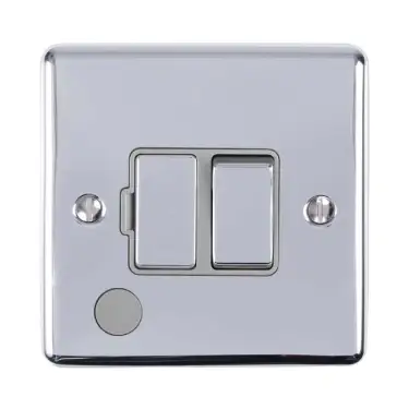 Click Here To Enlarge This Photo Of ENSWFFOPCG - Eurolite 13Amp DP Switched Fuse Spur with Flex Outlet Polished Chrome with Grey Trim &lpar;Enhance Range&rpar;