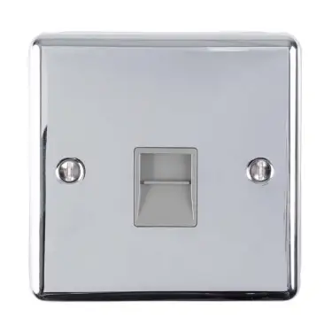 Click Here To Enlarge This Photo Of EN1SLPCG - Eurolite 1 Gang Slave Telephone Socket Polished Chrome with Grey Trim &lpar;Enhance Range&rpar;