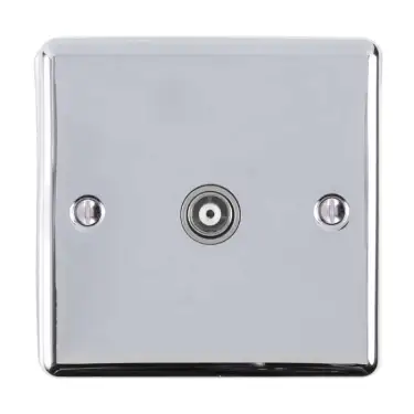 Click Here To Enlarge This Photo Of EN1TVPCG - Eurolite 1 Gang TV Coaxial Socket Polished Chrome with Grey Trim &lpar;Enhance Range&rpar;