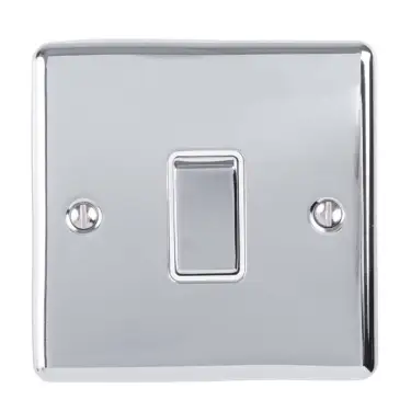 Click Here To Enlarge This Photo Of EN1SWPCW - Eurolite 1 Gang 10Amp 2Way Switch Polished Chrome with White Trim &lpar;Enhance Range&rpar;