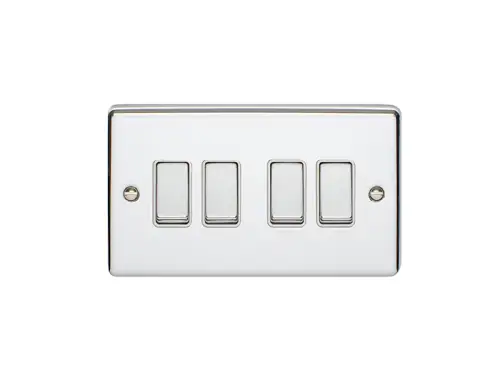 Click Here To Enlarge This Photo Of EN4SWPCW - Eurolite 4 Gang 10Amp 2Way Switch Polished Chrome with White Trim &lpar;Enhance Range&rpar;