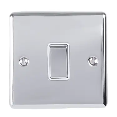 Click Here To Enlarge This Photo Of ENINTPCW - Eurolite 1 Gang 10Amp Intermediate Switch Polished Chrome with White Trim &lpar;Enhance Range&rpar;
