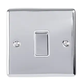 ENINTPCW - Eurolite 1 Gang 10Amp Intermediate Switch Polished Chrome with White Trim &lpar;Enhance Range&rpar;