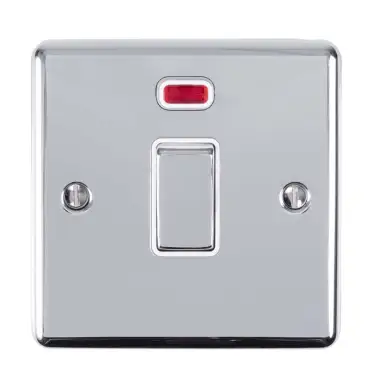 Click Here To Enlarge This Photo Of EN20ASWNPCW - Eurolite 1 Gang 20Amp DP Switch with Neon Indicator Polished Chrome with White Trim &lpar;Enhance Range&rpar;