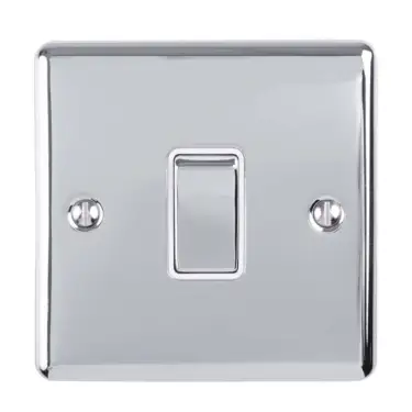Click Here To Enlarge This Photo Of EN20ASWPCW - Eurolite 1 Gang 20Amp DP Switch Polished Chrome with White Trim &lpar;Enhance Range&rpar;
