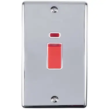 Click Here To Enlarge This Photo Of EN45ASWNPCW - Eurolite 45Amp DP Cooker Switch with Neon Indicator &lpar;Vertical&rpar; Polished Chrome with White Trim &lpar;Enhance Range&rpar;