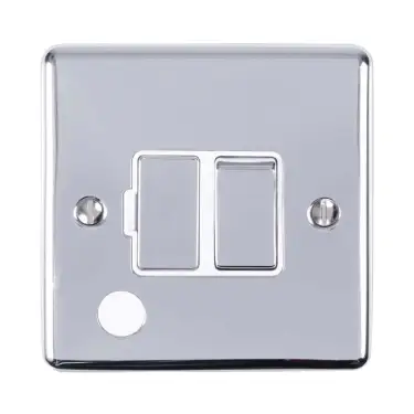 Click Here To Enlarge This Photo Of ENSWFFOPCW - Eurolite 13Amp DP Switched Fuse Spur with Flex Outlet Polished Chrome with White Trim &lpar;Enhance Range&rpar;