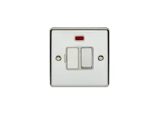 ENSWFNPCW - Eurolite 13Amp DP Switched Fuse Spur with Neon Indicator Polished Chrome with White Trim &lpar;Enhance Range&rpar;