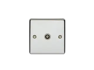 EN1TVPCW - Eurolite 1 Gang TV Coaxial Socket Polished Chrome with White Trim &lpar;Enhance Range&rpar;