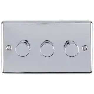 EN3DLEDPC - Eurolite 3 Gang 400W&sol;LED 2Way Dimmer Switch Polished Chrome &lpar;Enhance Range&rpar;