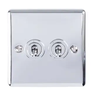 ENT2SWPC - Eurolite 2 Gang 10Amp 2Way Toggle Switch Polished Chrome &lpar;Enhance Range&rpar;
