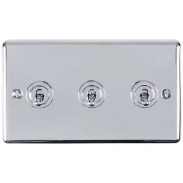 Click Here To Enlarge This Photo Of ENT3SWPC - Eurolite 3 Gang 10Amp 2Way Toggle Switch Polished Chrome &lpar;Enhance Range&rpar;