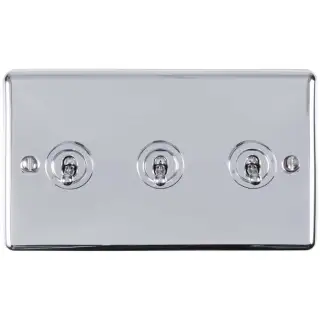 ENT3SWPC - Eurolite 3 Gang 10Amp 2Way Toggle Switch Polished Chrome &lpar;Enhance Range&rpar;