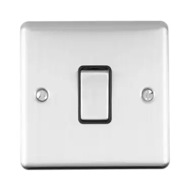 Click Here To Enlarge This Photo Of ENINTSSB - Eurolite 1 Gang 10Amp Intermediate Switch Satin Stainless Steel with Black Trim &lpar;Enhance Range&rpar;