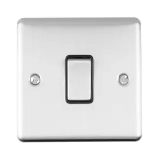 ENINTSSB - Eurolite 1 Gang 10Amp Intermediate Switch Satin Stainless Steel with Black Trim &lpar;Enhance Range&rpar;