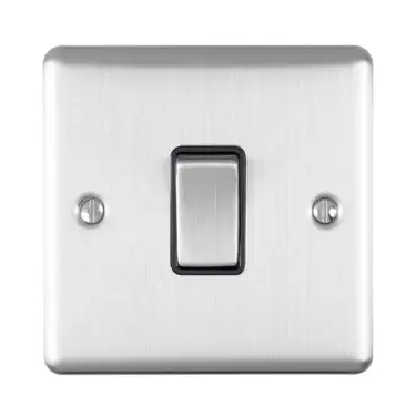 Click Here To Enlarge This Photo Of EN20ASWSSB - Eurolite 1 Gang 20Amp DP Switch Satin Stainless Steel with Black Trim &lpar;Enhance Range&rpar;