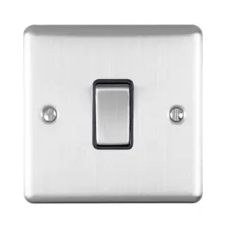 EN20ASWSSB - Eurolite 1 Gang 20Amp DP Switch Satin Stainless Steel with Black Trim &lpar;Enhance Range&rpar;