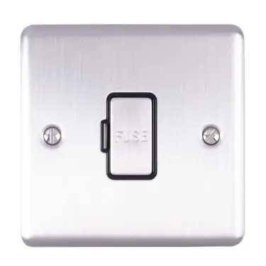 Click Here To Enlarge This Photo Of ENUSWFSSB - Eurolite 13Amp Unswitched Fuse Spur Satin Stainless Steel with Black Trim &lpar;Enhance Range&rpar;