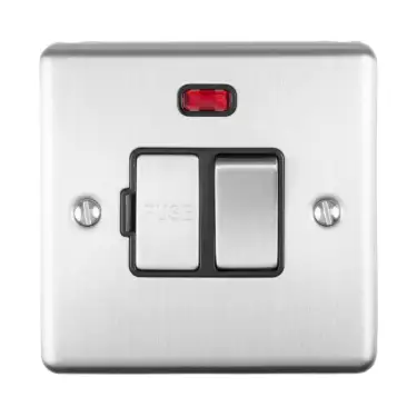 Click Here To Enlarge This Photo Of ENSWFNSSB - Eurolite 13Amp DP Switched Fuse Spur with Neon Indicator Satin Stainless Steel with Black Trim &lpar;Enhance Range&rpar;