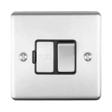 Click Here To Enlarge This Photo Of ENSWFSSB - Eurolite 13Amp DP Switched Fuse Spur Satin Stainless Steel with Black Trim &lpar;Enhance Range&rpar;